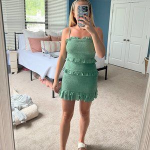 Green Scrunch Mini Dress - S